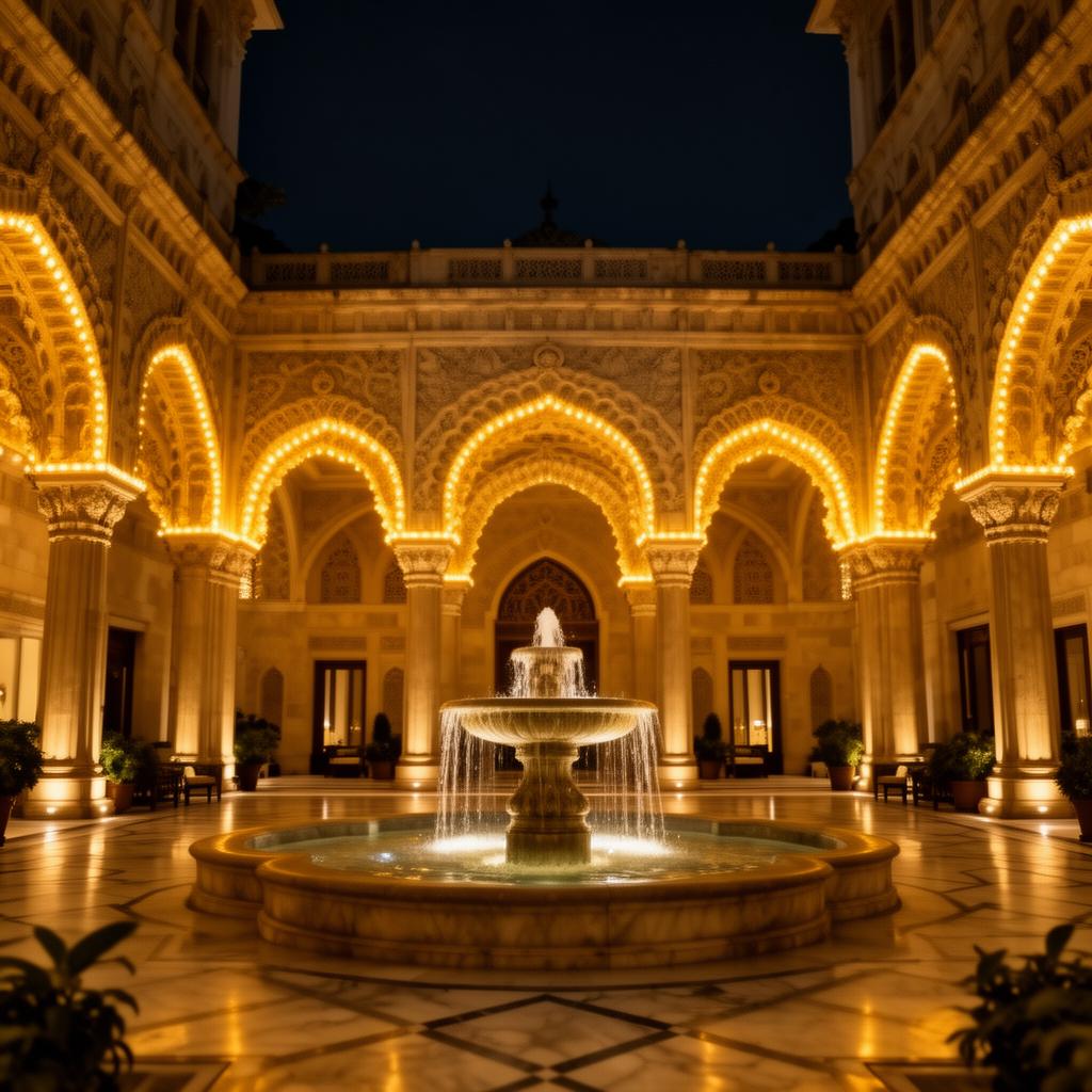 Palace courtyard at night