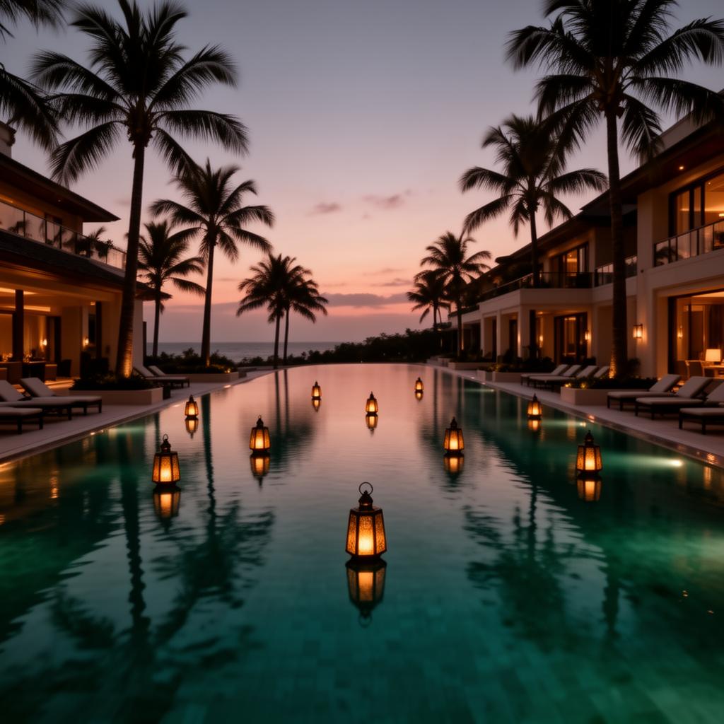 Infinity pool at dusk